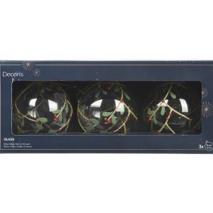 Set de 3 bolas navideñas de cristal