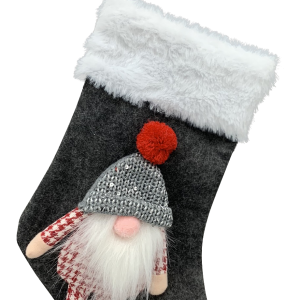 Calcetín negro navideño de Gnomo