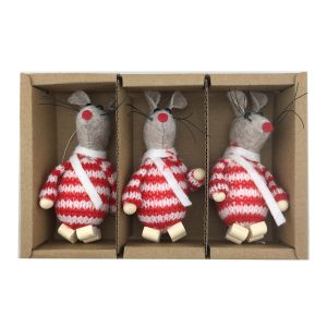 set de 3 ratoncitos para colgar en navidad