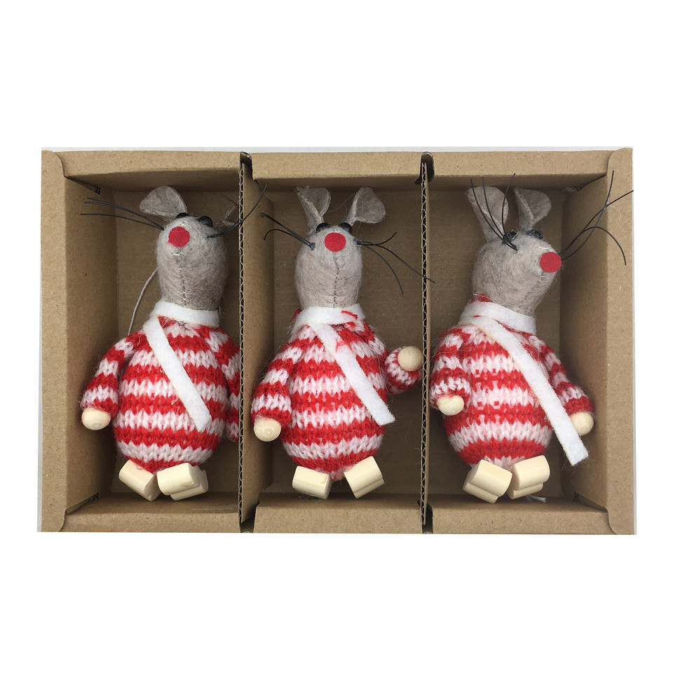 set de 3 ratoncitos para colgar en navidad