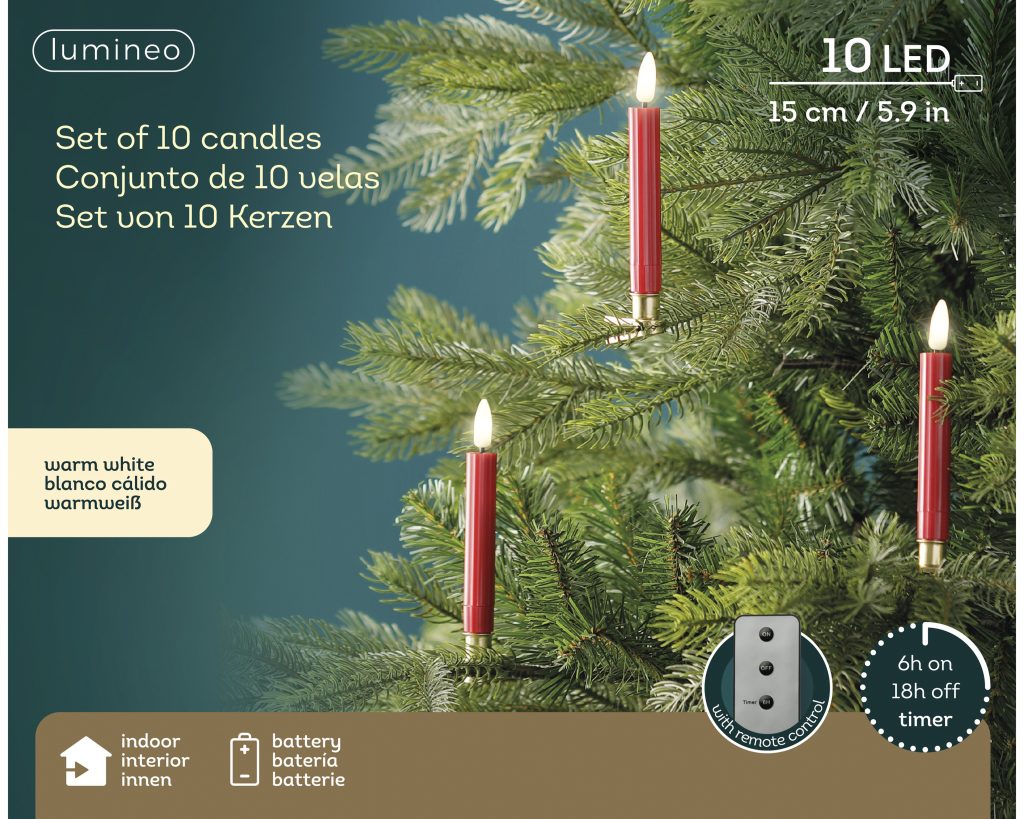 Set de 10 velas Led rojas para colgar en navidad