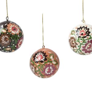 Set de 3 bolas decoradas de papel folk reciclado