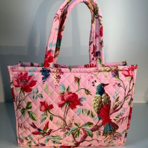 Bolso Rosa flores y ave