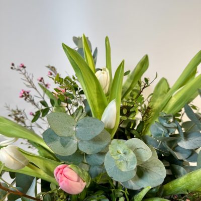 Bouquet de tulipanes rosa y blanco