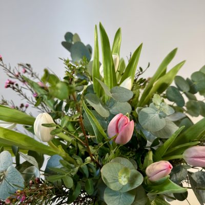 Bouquet de tulipanes rosa y blanco